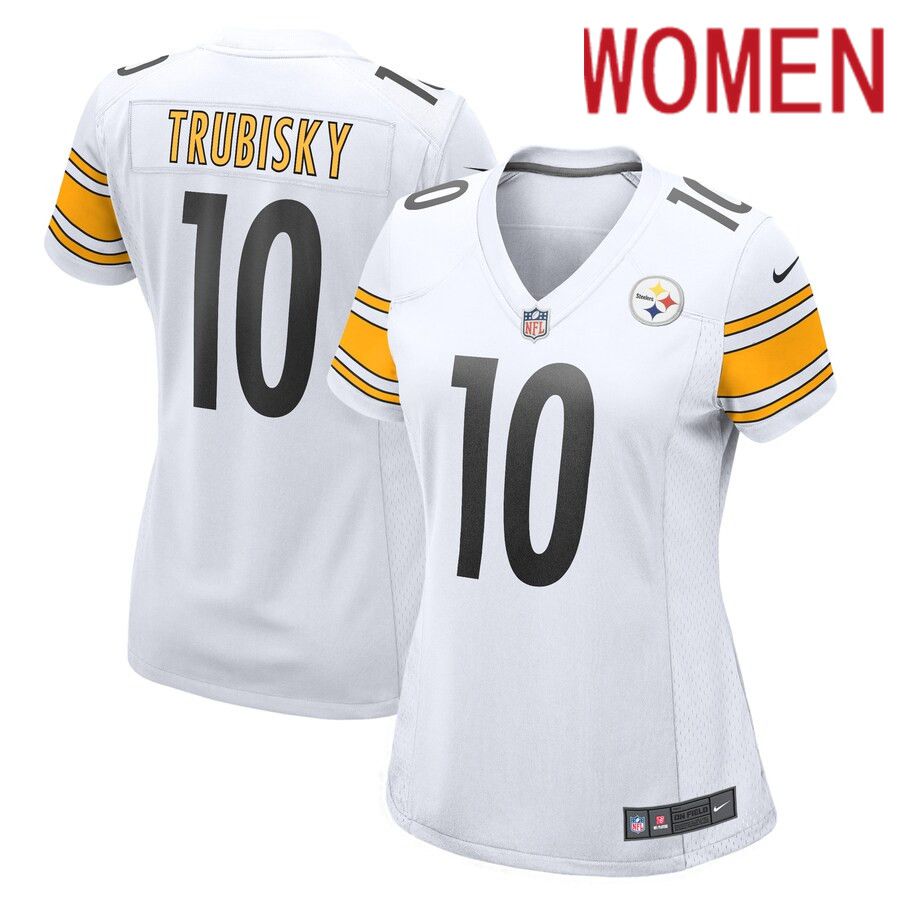 Women Pittsburgh Steelers #10 Mitchell Trubisky Nike White Game Player NFL Jersey->women nfl jersey->Women Jersey